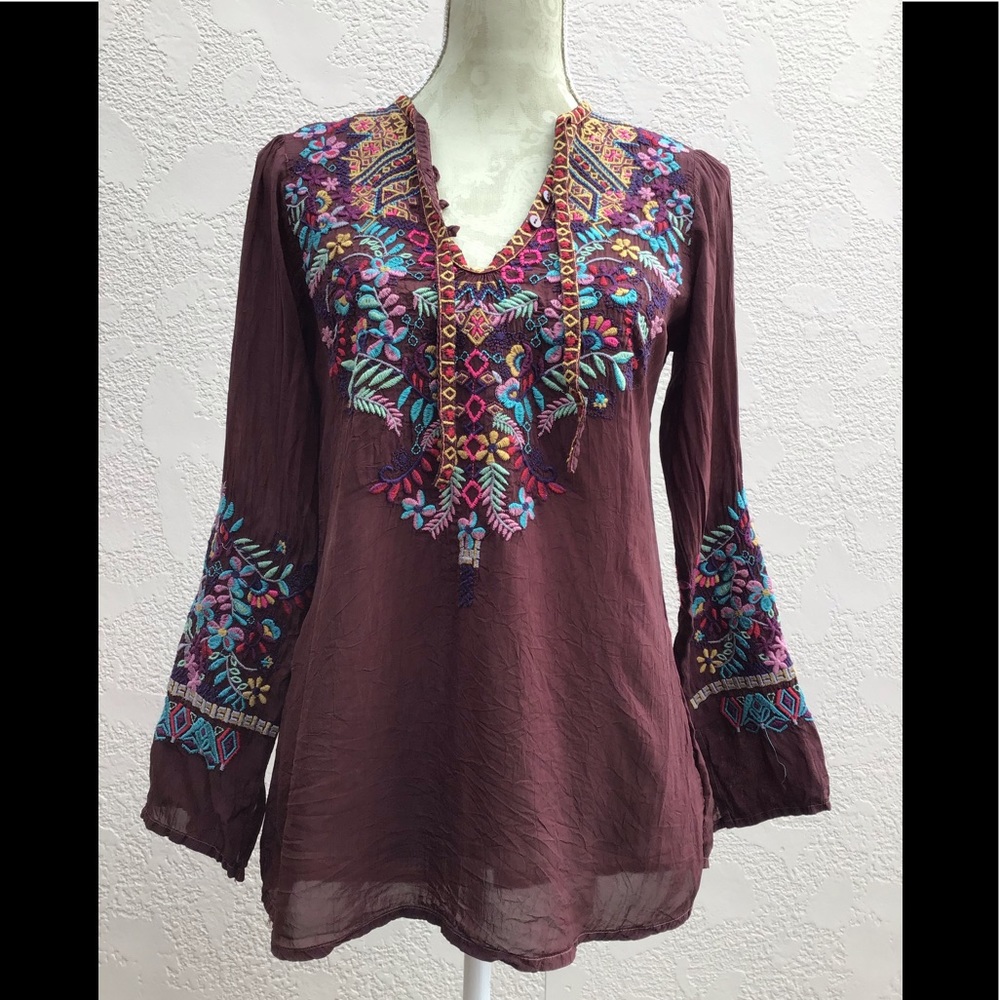 JOHNNY WAS burgundy tunic